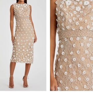 ✨NEW✨ Mac Duggal Floral Applique Sleeveless Midi Sheath Dress Size 6